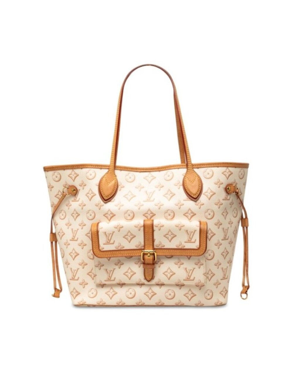Louis Vuitton Monogram Fall for You Neverfull MM Tote Shoulder Bag Beige Ivory